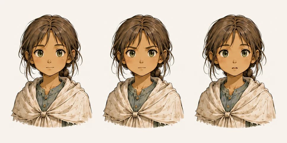 Wenna Belltrue, three expressions.